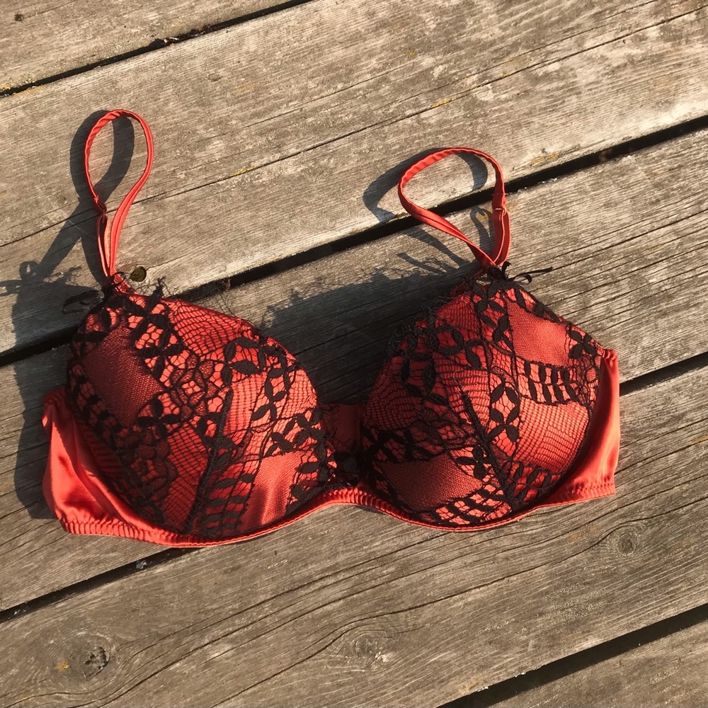 La Perla Black Label Bra, Orange Satin